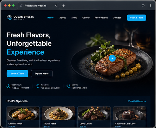 Restaurant website preview